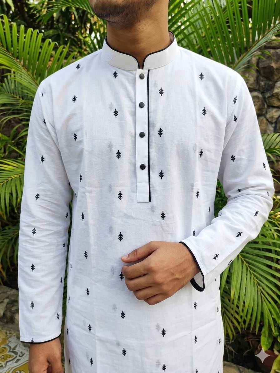 Premium White Cotton Panjabi