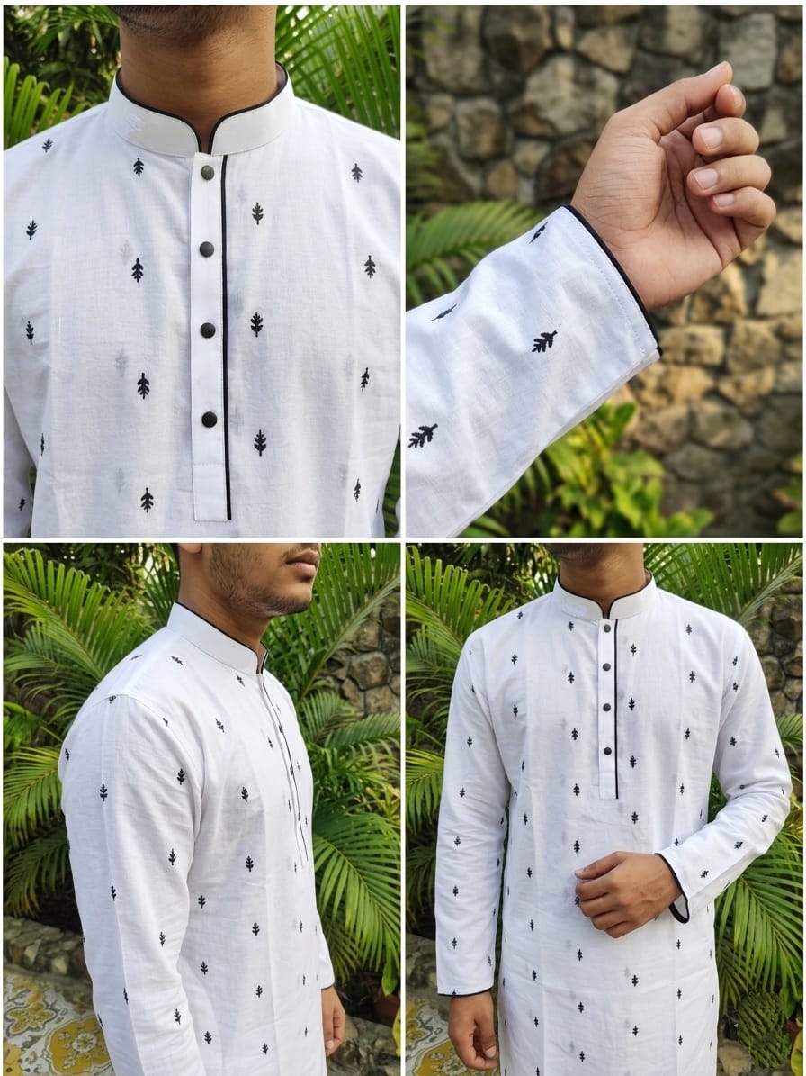 Premium White Cotton Panjabi