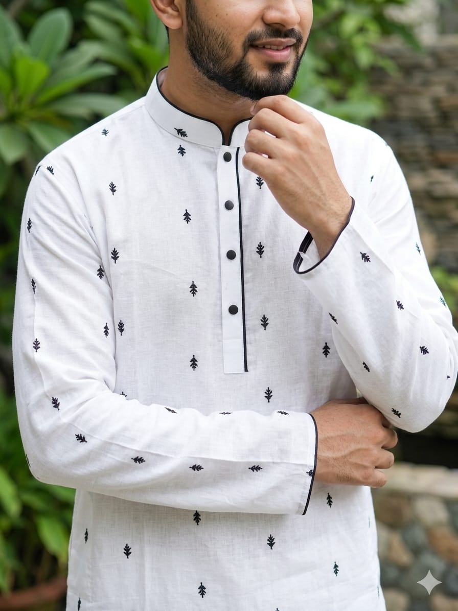 Premium White Cotton Panjabi