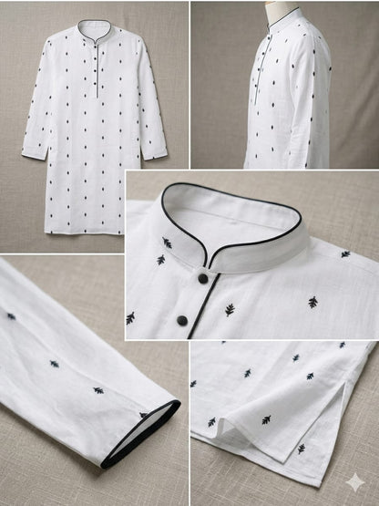 Premium White Cotton Panjabi